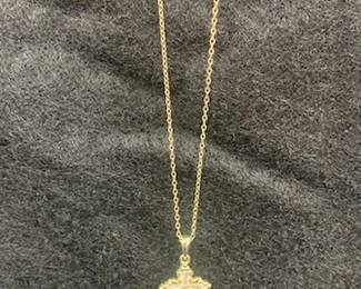 Gold over Sterling Chain w/Cross Pendant 