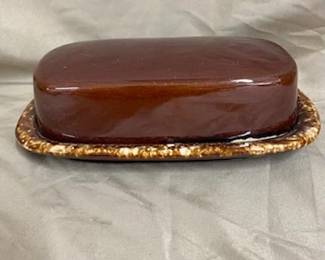 McCoy Brown Drip Glaze Butter Dish 