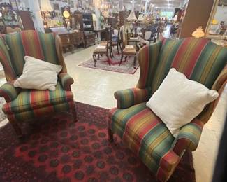 Pr. Wingback Chippendale Chairs 