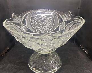 Smith Glass Aztec Punch Bowl & Base