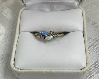 14 KT Plated Sterling Ring w/Opals 