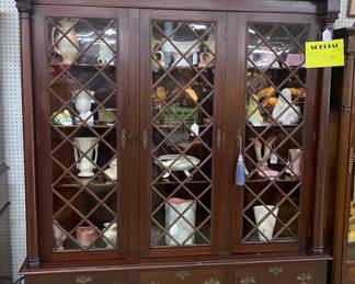 Large Chippendale 3 Door Mahogany Bookcase 