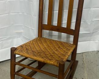 Wooden Rocker w/Rush Bottom 