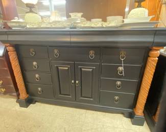 Black Sideboard w/Brown Columns 