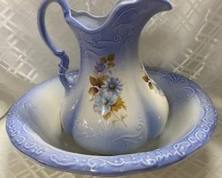 Blue & White Bowl & Pitcher 