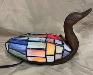 Stained Glass Metal Duck Lamp 