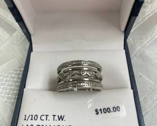 Sterling Band w/Diamonds 