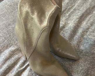 Womens Metallic Suede Wedge Ankle Boots