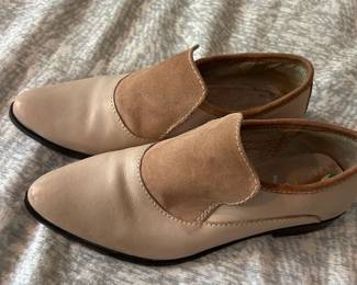 Free People Womens Leather and Suede Loafer Shoes