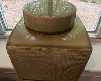 MidCentury Modern Textured Ceramic Jar with Lid
