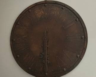 Large Distressed Metal Roman Numeral Wall Clock