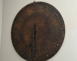 Large Rustic Metal Wall Clock with Roman Numerals