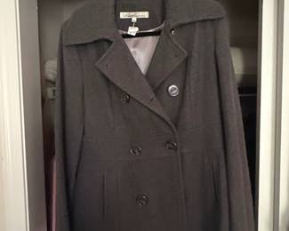 Kenneth Cole New York Womens DoubleBreasted Wool Blend Peacoat