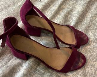 Madden Girl Burgundy Suedelike Ankle Strap Block Heels