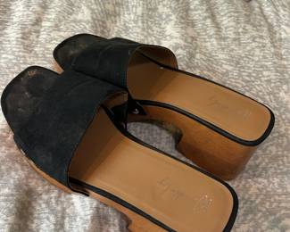Black Suede Platform Clogs by Cordani