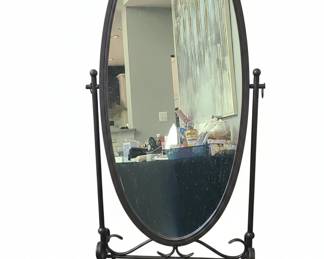 Oval Cheval Mirror with Scrollwork Stand
