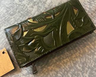 Patricia Nash Laurentina Soft Green Tooled Leather Wallet