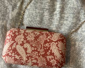 Paisley Print Clutch Handbag with Chain Strap