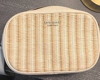 Kate Spade New York Straw and Leather Crossbody Bag