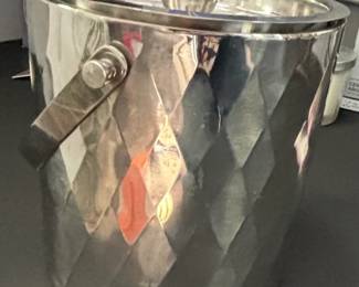 Hammered Stainless Steel Ice Bucket with Lid and Tongs
