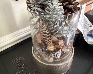 Decorative Pinecone Arrangement in Glass Cylinder Vase