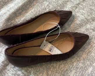 Ann Taylor Womens Brown Leather Ballet Flats