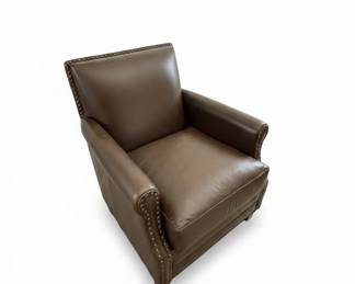 Pottery Barn Chester Dark Brown Distressed Leather Armchair