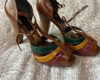 Steve Madden Justyne Cognac Mul Womens Heeled Sandals