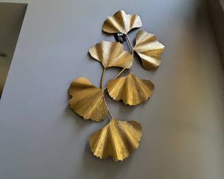 Martha Stewart Collection Faye Gold Foil Ginkgo Leaf Metal Wall Art