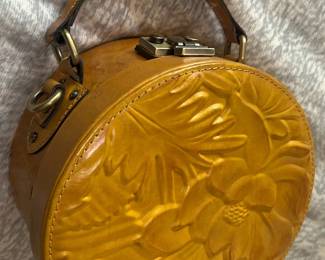 Patricia Nash Florence Embossed Round Vanity Case Handbag
