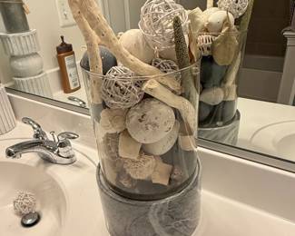 Coastal Potpourri Arrangement in Faux Marble Base Glass Vase