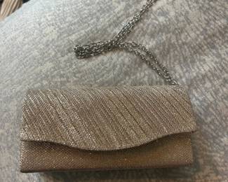 Gold Glitter Envelope Clutch Evening Bag with Chain Strap