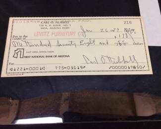HOF BASEBALL NEW YORK GIANTS SIGNED CARL HUBBELL BANK CHECK WITH CERTIFICATE OF AUTHENTICITY by JSA AUTHENTICATIONS