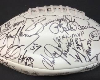 NFL ALUMNI ASSOCIATION AUTOGRAPHED FOOTBALL, DOZENS OF AUTOGRAPHS, LYDELL MITCHEL, EARL MORRALL, RICKY HARRIS, MARK MOSELEY, LENNY MOORE, NO CERTIFICATION