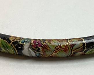 VTG. JAPANESE CLOISONNÉ ENAMEL FLORAL TUBE BEAD CHOKER, 1 BEAD IS CHIPPED