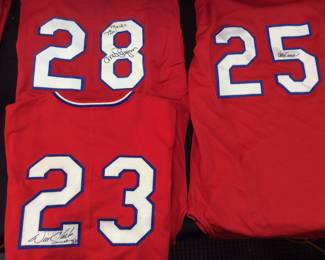 (9) Autographed 1984 Usa Olympic Baseball Team Jerseys, Will Clark, Don August, Oddibe Mcdowell, Bill Swift, Corey Snider, Chris Gwynn, Many Of These Items Were Featured In 2006 Autograph Collector Magazine Reference Pictures. Collection Of Tim Metcalf. The Picture Of The Magazine Article Is Not Included In Lot. Only For Information. No Certification