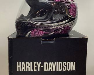 HARLEY-DAVIDSON LANDSCAPE AIRFIT SUN SHIELD HD-X03 FULL FACE MOTORCYCLE HELMET, ROSE DESIGN, WOMEN’S SIZE LARGE, WITH BOX