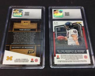 (2) 2019 PANINI VIP TOM BRADY #74 & 2015 PANINI ROB GRONKOWSKI RED POWER #87, BOTH CARDS GRADED MINT 9 by CGC