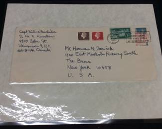 WW2 JAPANESE IMPERIAL NAVY COMMANDER CAPTAIN MITSUO FUCHIDA WHO LED THE FIRST WAVE OF THE AIR ATTACK ON PEARL HARBOR DECEMBER 7, 1941. FAMOUSLY BROADCASTED CODE WORDS TORA! TORA! TORA! TO SIGNAL TOTAL TACTICAL SURPRISE. SIGNED ENVELOPE FROM 1965 from VANCOUVER, BRITISH COLUMBIA. COA FROM HERMAN DARVICK AUTOGRAPH EXPERT FROM THE BOOGIE DOWN BRONX, NEW YORK