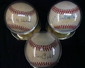 (3) ST.LOUIS CARDINALS & PHILADELPHIA PHILLIES EMIL VERBAN, AMERICAN LEAGUE PRESIDENT 1974-1983 HOF LEE MACPHAIL & JIM COBB AUTOGRAPHED BASEBALLS, NO CERTIFICATION