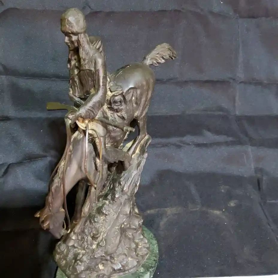  01 The Mountain Man Sculpture  Frederic Remington Style on Marble Base