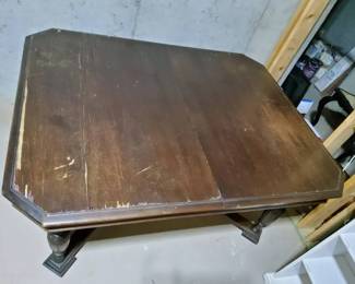 Antique Watertown Slide Dining Table  Industrial Farmhouse Oak Table  On Wheels