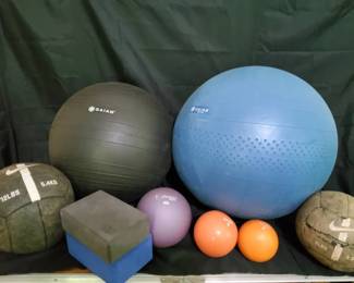 Nike  Gaiam Ultimate Core Training Lot  Weighted Medicine Balls, Yoga Blocks  Stability Gear