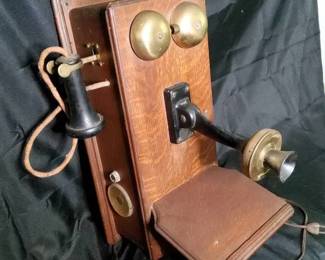 Can You Hear Me Now Antique Western Electric Oak HandCrank Wall Telephone