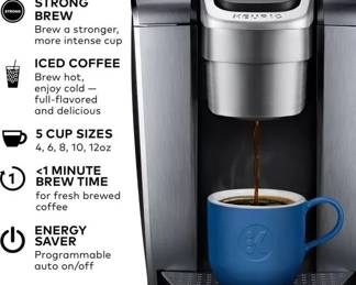 Coffee Coffee Coffee  NEW in box Keurig KElite Coffee Maker  Brushed Silver Factory Sealed