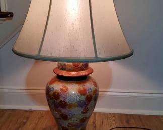 Large 31 Vintage Floral Ceramic Table Lamp  Functional w Shade
