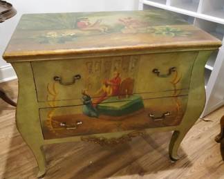 Hand Painted Monkey Accent Table  DualSided Storage