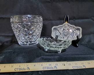 Vintage Crystal  Glass Decor Lot  Crystal Candy Dishes  Water Bucket