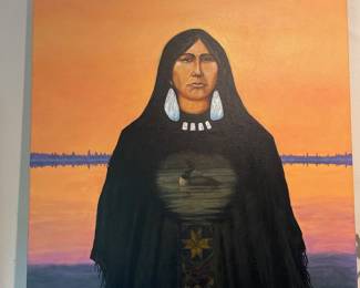  Native American Acrylic Portrait Painting by Frank Schively