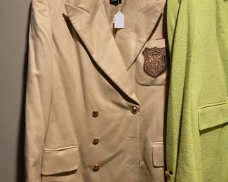 Escada by Margaretha Ley Tan Double-Breasted Angora Wool Blend Blazer – Size 40